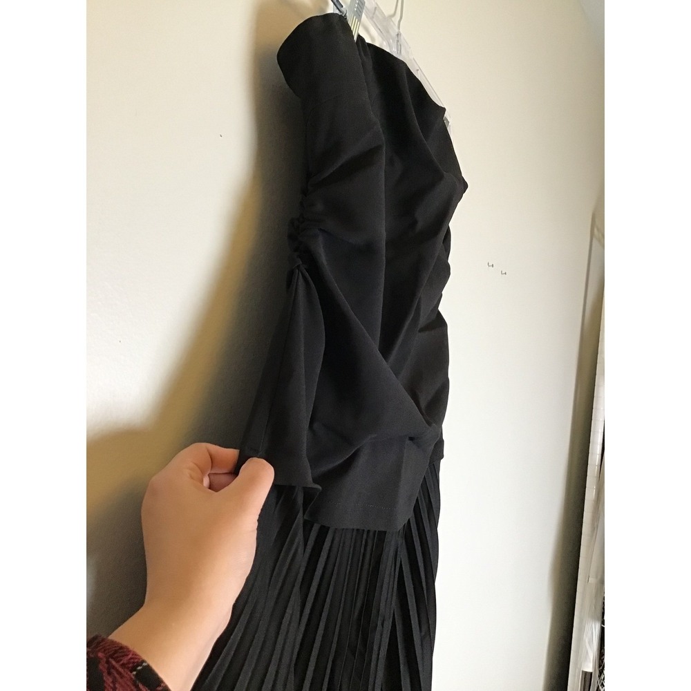 Commense Women's Black Strapless‎ Choker Design Pleated Panel Dress Size L NWT - Picture 7 of 9